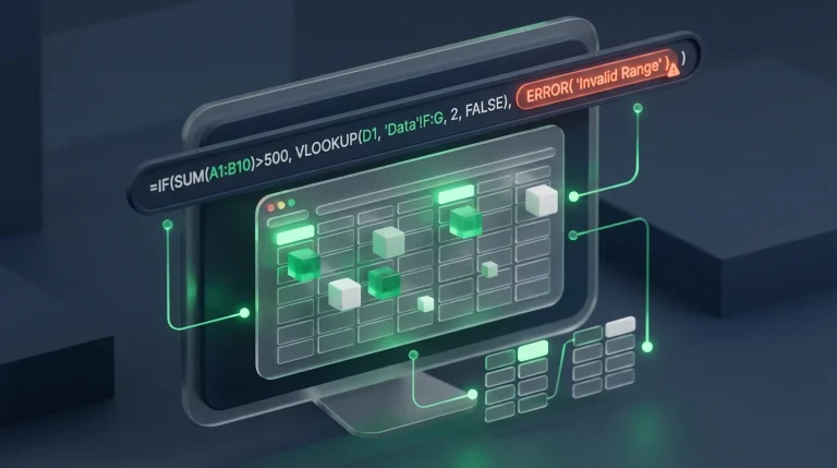 Computer screen showing a spreadsheet error during manual formula writing.