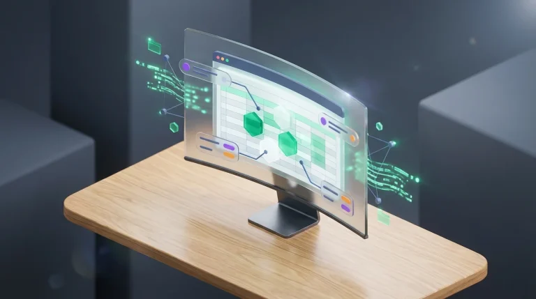 A bright computer monitor displaying a financial spreadsheet.