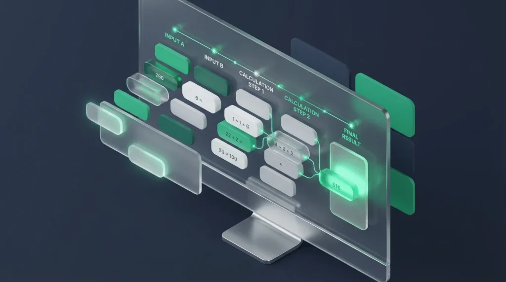 A computer screen showing a spreadsheet helper column simplifying a calculation.