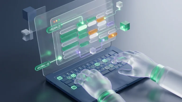 Person typing on a keyboard with a spreadsheet on the screen