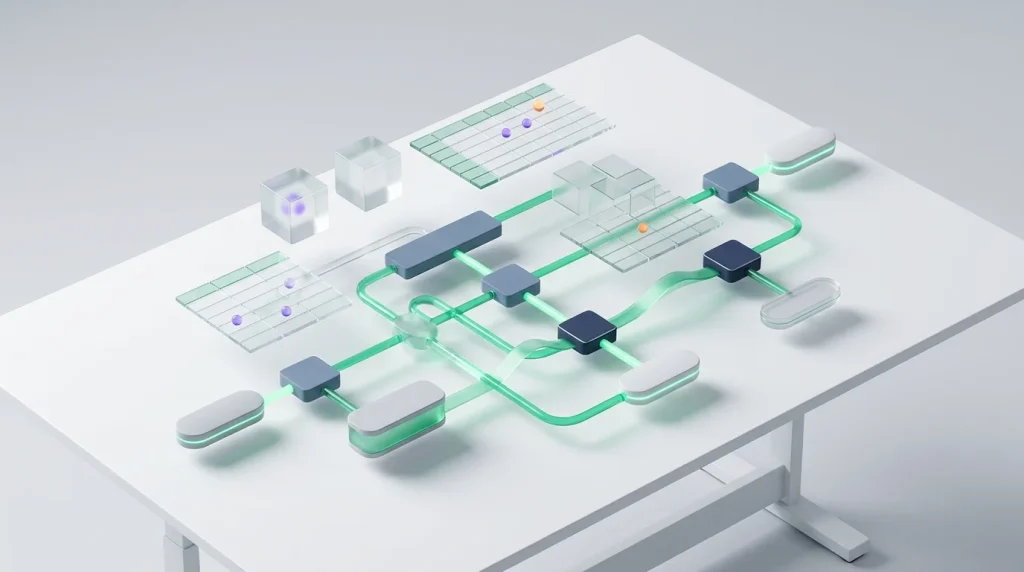 Colorful flowchart layout helping to manage complex spreadsheet formulas efficiently